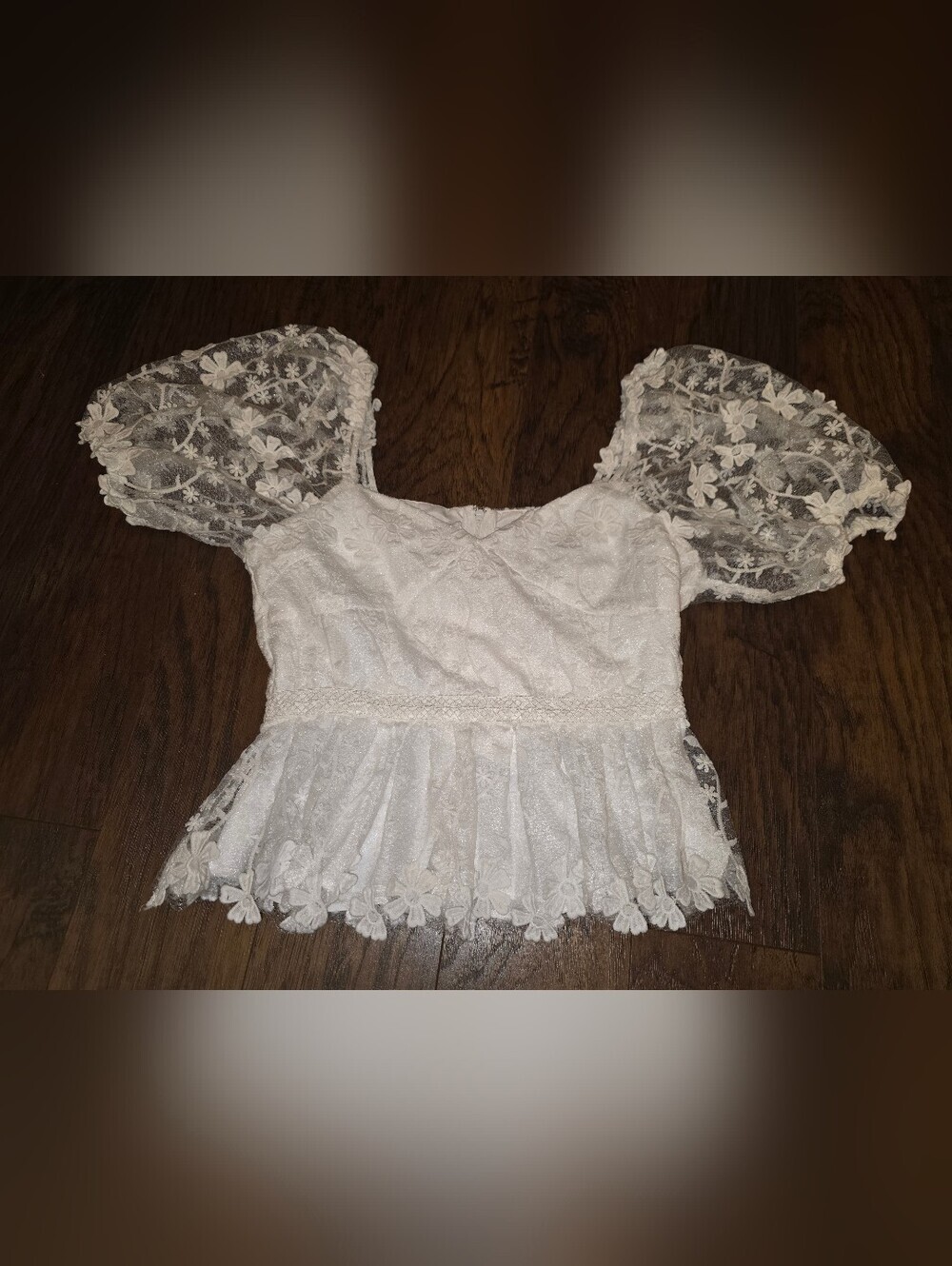 Endless Rose White Floral Lace Peplum Blouse